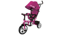 3х колесный велос. City-Ride, колеса пластик 10/8, СИДЕНЬЕ ПОВОРОТ. , бампер ,багажник, цвет розовый